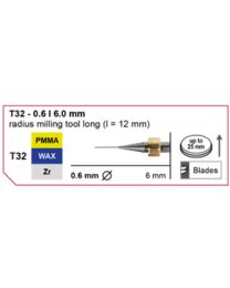 Imes-Icore - Radius Milling Tool Long - Ø 0.6 mm - T32 - Shaft 6 mm