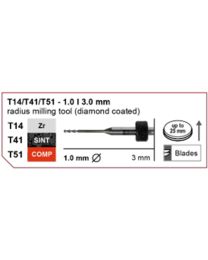 Imes-Icore - Radius Milling Tool - Ø 1.0 mm - T14 / T41 / T51 - Shaft 3 mm