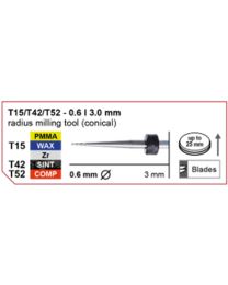 Imes-Icore - Radius Milling Tool - Ø 0.6 mm - T15 / T42 / T52 - Shaft 3 mm