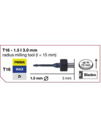 Imes-Icore - Radius Milling Tool - Ø 1.5 mm - T16 - Shaft 3 mm