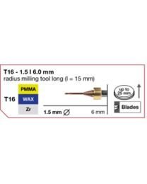 Imes-Icore - Radius Milling Tool Long - Ø 1.5 mm - T16 - Shaft 6 mm