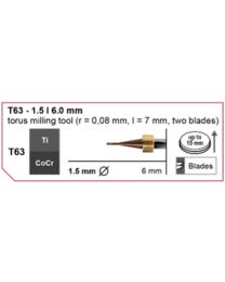 Imes-Icore - Torus Milling Tool - Ø 1.5 mm - T63 - Shaft 6 mm