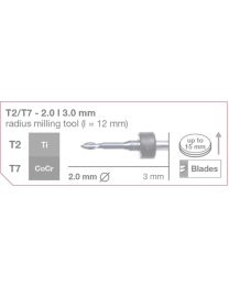 Imes-Icore - Radius Milling Tool - Ø 2.0 mm - T2 / T7 - Shaft 3 mm