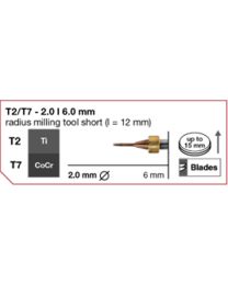 Imes-Icore - Radius Milling Tool Short - Ø 2.0 mm - T2 / T7 - Shaft 6 mm
