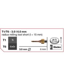 Imes-Icore - Radius Milling Tool Short - Ø 3.0 mm - T1 / T6 - Shaft 6 mm