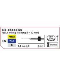 Imes-Icore - Radius Milling Tool Long - Ø 0.6 mm - T32 - Shaft 3 mm